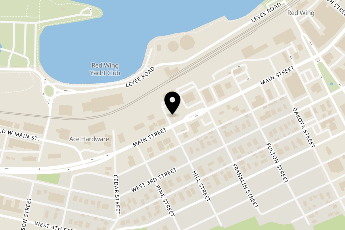 Map showing the location of The Mac Shack & Specialties on 930 Main St in Red Wing
